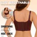 Push Up Lace Bra Soft Underwire T-Shirt Bras Add One Cup Back Fat Bra with High Support(34B-46DD) (Brown)