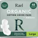 Rael Pads for Women, Organic Cotton Cover - Period Pads with Wings, Feminine Care, Sanitary Napkins, Heavy Absorbency, Unscented (Large, 48 Count)