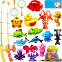CozyBomB™ Magnetic Fishing Toys Game Set for Kids | Water Table Bathtub Kiddie Pool Party & Pole Rod Net, Plastic Floating Fish Toddler Color Ocean Sea Animals Birthday Age 3 4 5 6 Year