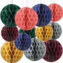 Affrolling 12 Pcs 8" Boho Honeycomb Balls Decoration Hanging Tissue Paper Pom Poms for Halloween Fall Thanksgiving Christmas Party Supplies Birthday Wedding Classroom Home Decor
