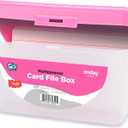 Enday Index Card Holder Pink, 3x5 Note Flash Card Organizer Case, Index Card File w/flip top, Notecard Recipe, Holder, Holds 250 Cards,  (1 PC)