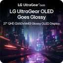 LG 27GX704A-B 27-inch Ultragear QHD (2650x1440) OLED Gaming Monitor 240Hz, 0.03ms, NVIDIA G-Sync Compatible, AMD FreeSync Premium Pro, VESA Display HDR TrueBlack400, HDMI 2.1, DisplayPort, Black