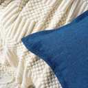 20"X20" Pack of 2, Decorative Linen Soild Throw Pillow Covers with Stylish Flange Edge Cozy Farmhouse Neutral Pillowcase for Couch Sofa Bedroom Living Room Home Dcor Navy Blue