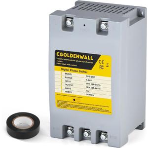 CGOLDENWALL Single Phase to 3 Phase Converter 2HP/1.5KW 7A 220V-240V Input/Output Digital Phase Shifter, 2HP/1.5KW Rated Load, 1HP/0.75KW Heavy Loads, One Converter for One Motor