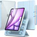 ESR for iPad Air 13 Inch Case (2025/2024) M3/M2 with Pencil Holder, Removable Magnetic Cover, Vertical Stand, Fully Supports Pencil Pro and Pencil(USB-C), Rebound 360 Series, Light Blue