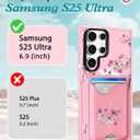 Toycamp for Samsung Galaxy S25 Ultra Case - Compatible with Magsafe Credit Card Holder Wallet Magnetic Cute Women Teen Girls Kawaii Girly Unique Flower Design Phone Cover for Samsung S25 Ultra