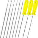 Chumia 6 Pcs 5/32 7/32 3/16 Inch Chainsaw Chain File with 3 Plastic Handles for Sharpening Chainsaw File Kit Chain Saw Sharpener Tool