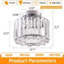 Elegant Silver Crystal Chandelier - Modern Semi Flush Mount Ceiling Light Fixtures for Hallway, Kitchen, Bedroom, Living Room, and More