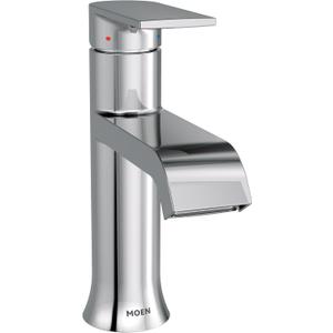Moen Genta LX Chrome One-Handle Modern Bathroom Sink Faucet with Optional Deckplate and Low-Arc Spout - Perfect for Bath Countertop and Three-Hole or One-Hole Sinks, 6702