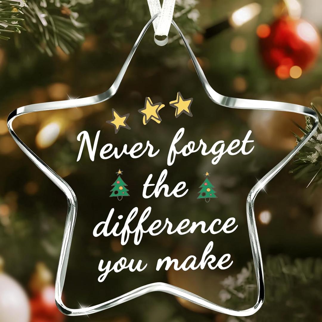 2 x Christmas Thank You Appreciation Gifts for Women & Men  Mentor, Teacher, Retirement & Goodbye Gifts for Coworkers & Bosses  Never Forget The Difference You Make Christmas Tree Decorations