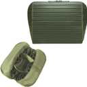 Travel Makeup Organizer Bag with Fold-Down Design and Adjustable Dividers, 27 Pockets & 3 Brush Storage Holders, Large Capacity Cosmetic Bags Toiletry Case - Dark Green