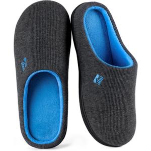 RockDove Women's Original Two-Tone Memory Foam Slipper (9-10, Dark Grey/Blue)