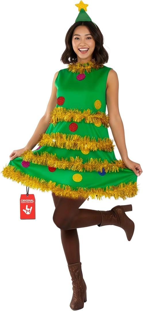 fun shack Christmas Tree Dress Women, Christmas Costumes For Women, Xmas Tree Dress, Fun Costumes for Woman (Large, Green)