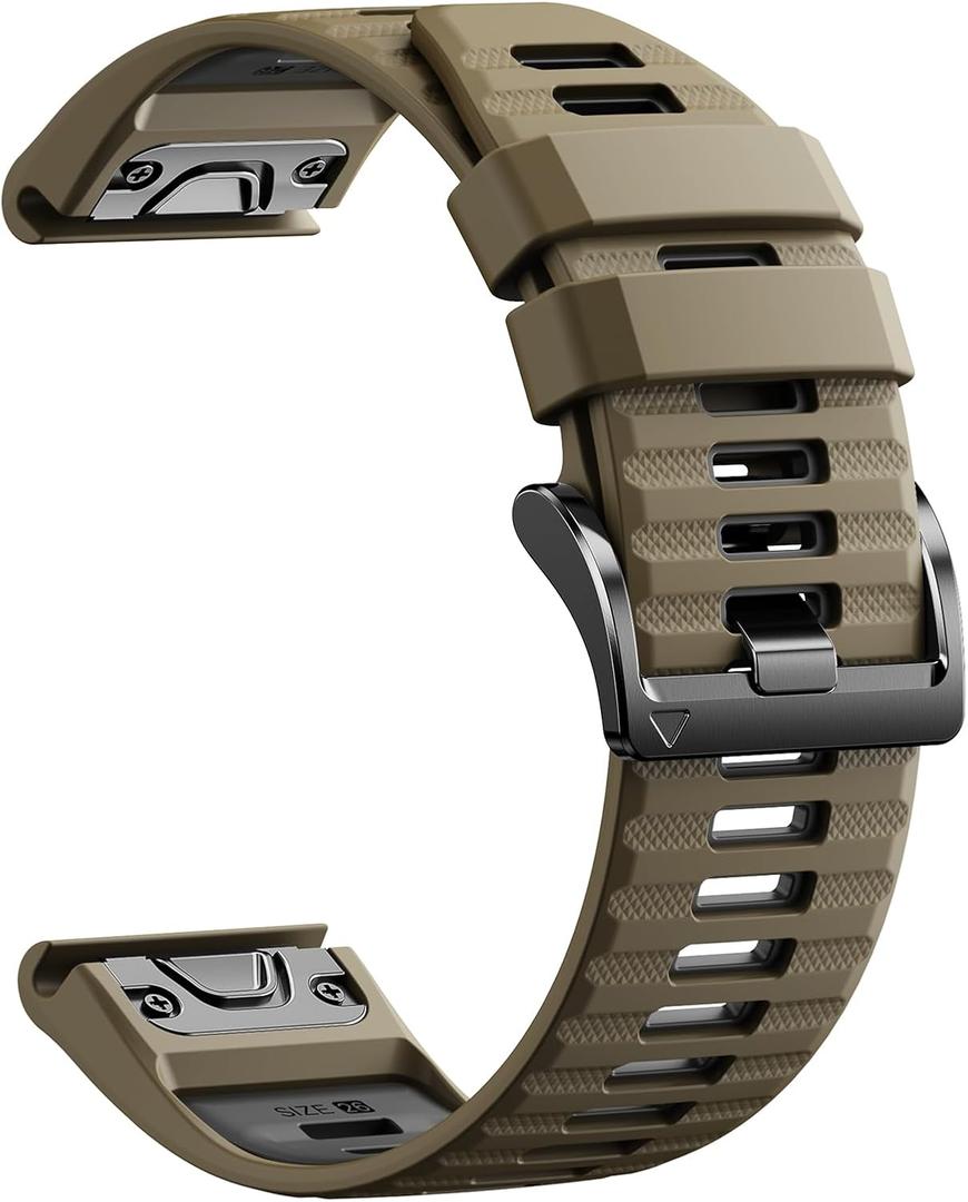Quickfit 26mm Watch Bands for Garmin Fenix 8 51mm/7X/6X/5X, Sports Silicone Bands Compatible with Garmin Fenix 8 Pro 51mm/7X Pro/6X Pro/5X Plus/3/3HR/Descent MK1/MK2i Smartwatches (Black, XL)