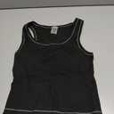 Danysu Women Rib Tank Top Padded Workout Top Square Neck Crop Tank Fitted Basic Cami Tops (Small, Black)