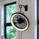 20-Inch Wall Mounted Fan with Lights and Remote Control for Indoor, Black