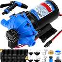 7.5 GPM 80 PSI Washdown Deck Wash Pump Kit, 12V Washdown Pump Kit with Strainer and Pressure Switch for RV,Boat,Sprayer,Travel Trailers,and Yacht -Freshwater Saltwater