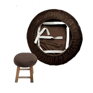 Padded Round Bar Stool Seat Cushion,Bar Stool Cushion Covers with Elastic Band Round Seat Cushions for Chairs Stool Slipcovers (Brown,Dia.10.2in)