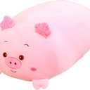 24 Inch Long Plush Pig Stuffed Animal Pig Hugging Pillow Cuddly Pig Pillow Plushies Toy Home Decor Pink Piggy Huggable Anime Gifts for Kids and Lovers in Birthday, Valentines