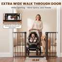 Mumeasy 29.751 Inch Extra Wide Baby Gate for Stairs, Extra Long Indoor Dog Gate for Doorways, Pressure Mounted Walk Thru Child Gate with Auto-Close, No-Drill Safety Pet Gate with Door for House,Brown