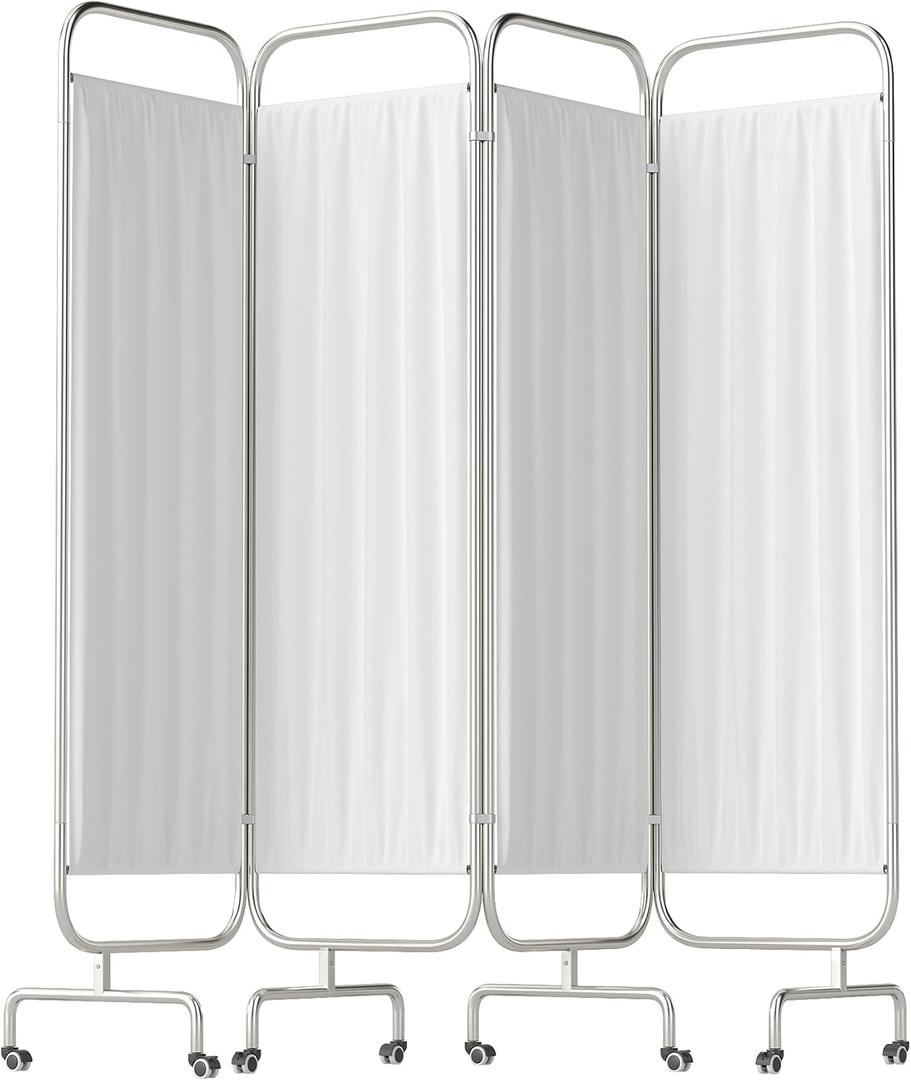 YAGEANNL 3-Panel Medical Privacy Screen on Wheels, Portable Medical Screen