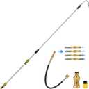 2-IN-1 20FT Reach Gutter Cleaning Tools, 12FT Telescoping Gutter Cleaning Tool with Bendable Wand & Curved Wand, 360° Rotating Nozzle, Adjustable Spray Patterns, Hose Attachment for Garden, Car Wash