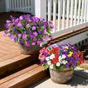 Artificial Impatiens Flowers for Outdoors, 6 Bundles Multicolor Silk Fake Flowers for Spring Summer Decoration, UV Resistant Faux Plants Plastic Bouquet for Home Planter Porch Patio Yard Decor