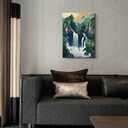 Framed Waterfall Canvas Wall Art Painting Natural Scenery Poster Print Japanese Gallery Style Picture Zen Forest Hanging Painting for Living Room Bedroom Decoration 16x24 Inch Ready to Hang