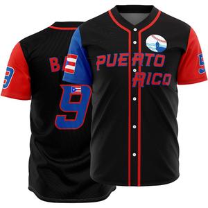 Men's #9 Puerto Rico World Game Classic Baseball Jersey Shirts Stitched (4X-Large, Black)