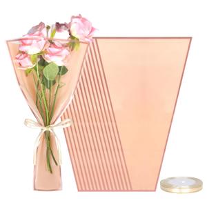 phnydreg 50Pcs Flower Bouquet Bags with Ribbons Clear Flower Wrapping Paper Waterproof Floral Sleeve for Mother's Day Wedding Birthday Graduation Gift Packaging