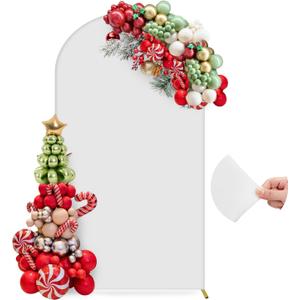 7.2FT Arch Backdrop Cover, Wedding Arch Cover Spandex Fitted Stretchy Background Stand, 2-Sided White Backdrop for Birthday Party Decorations Ceremony Baby Shower Banquet Christmas