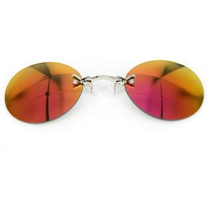 Retro Round Clip On Nose glasses Matrix Morpheus Movie rimless sunglasses men (Silver)
