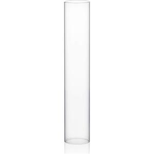 WGVI Hurricane Candle Holder Sleeve, Wide 2.5", Height 14", Clear Glass Cylinder Candleholder, Chimney Tube, Open Ended Candle Shade, 1 Piece