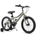 AVASTA Bilbo 18 Inch Kids Bike for Boys Girls 5 6 7 8 Years Old, Retro Style High Carbon Steel Bicycle with Adjustable Handlebars and Seat, Dual V-Brakes, Training Wheels, Kickstand, Army Green