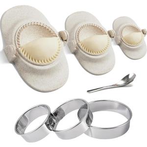 Dumpling Maker, Empanada Maker Press Multiple Size Dumpling Mold Set with Dough Cutter & Stuffing Spoon, Dumpling Maker Kit for Pierogi Gyoza Ravioli Chinese Dumpling, 3 Sizes (4.2"+3"+2.7")