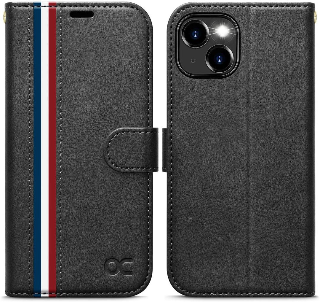 OCASE Compatible with iPhone 15 Plus Wallet Case, PU Leather Flip Folio Case with Card Holders RFID Blocking Kickstand [Shockproof TPU Inner Shell] Phone Cover 6.7 Inch 2023, Spliced Gray