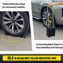 HOXWELL Dual Wheel Chocks, Light Non-Slip Wheel Stoppers with Nylon Rope Yellow Reflective Tape, Wheel Block for Lightweight Travel Trailer, Light Truck, Car, Tractor, Lawnmower 1 Pair, Black&Yellow