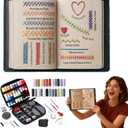 Buodiut DIY Embroidery Stitch Book Kit, Gift for Craft Lovers, Includes Illustrated Guide to 106 Universal Embroidery Stitches with Free Tutorials and 86-Piece Sewing Tool Kit (1 Set)