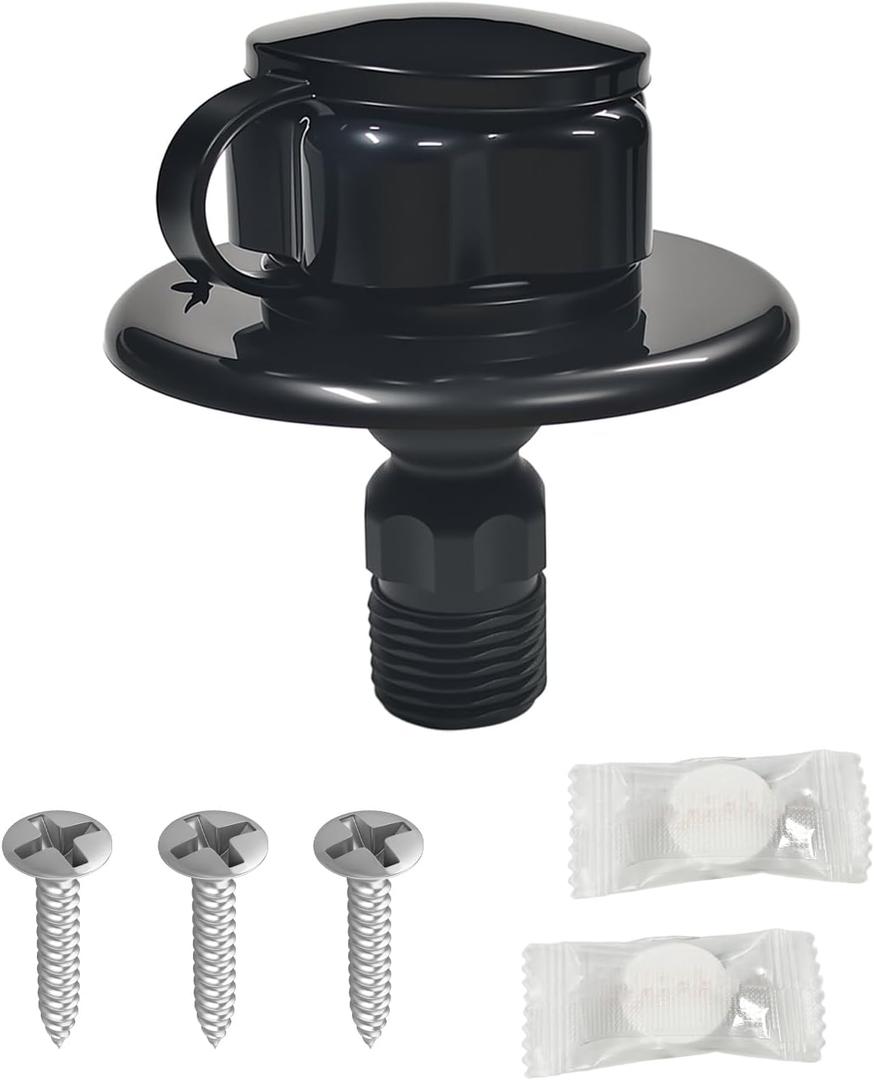 RV City Water Inlet Connection with Check Valve, RV City Water Fill Inlet for RV Camper Motorhome Trailer Marine, RV Water Flange Inlet Replacement (Black)