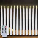 Homemory 12 Pcs Flameless Taper Candles with Remote Timer Dimmer, 11 inches White LED Taper Candles, Plastic Battery Operated Candlesticks with Flickering Flame for Halloween Christmas Wedding Party