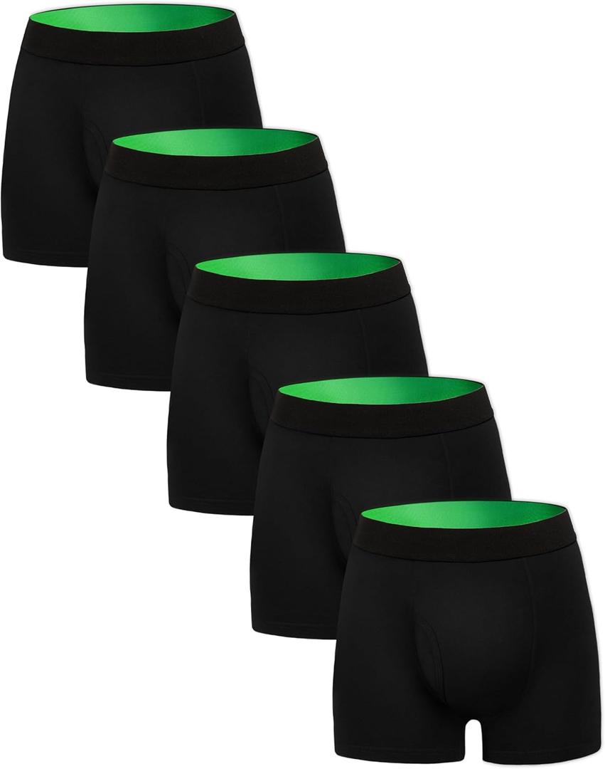 Washable Incontinence Underwear for Men with Absorbency Fly Leakproof Underwear 5 Pack (3XL, Black)