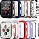 10 Pack Case for Apple Watch Series 3/2/1 38mm with Tempered Glass Screen Protector, BHARVEST High Definition Scratch Resistant Hard PC Bumper Cover for Apple Watch Accessories (10 Colors, 38mm)