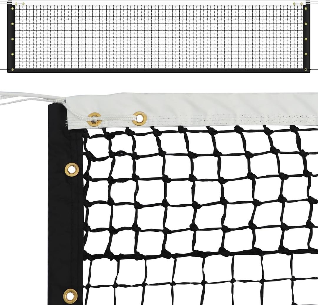Tennis Net Professional Tennis Court Net 42FT Replacement Nets Heavy Duty Sport Nets with 2 Fiberglass Dowels, Compatible with Outdoor Indoor Standard Courts, Double-Layer Net