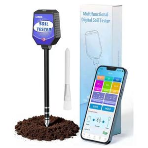 8-in-1 Soil Moisture Tester with APP Monitoring, Soil Moisture pH Meter, Light, Salinity, Fertility, EC, Temperature, Humidity Soil Test Kit for Garden, Farming, Lawns, Indoor & Outdoor Plants
