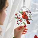 Cardinal Stained Glass Ornament | Christmas Ornament | Christmas Tree Ornaments - Red Bird Decor, Cardinal Memorial Gifts, Xmas Gifts & Holiday Present, Bird Lover Gift