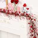 2 Pcs Valentine's Day Decor, 6 Ft Valentine's Day Garland for Mantel, Valentines Day Centerpiece for Table, Red Pink Heart Garland, Valentines Day Decorations for Spring Wedding Fireplace Table Décor, Red Pink
