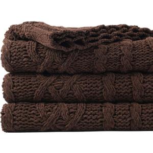 Battilo Dark Brown Throw Blanket for Couch, 51"x67" Soft Chenille Knit Throw Blanket for Home Decor, Soft Cozy Blanket, Decorative Chocolate Brown Blanket for Bed, Living Room