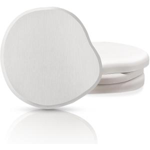 Diatomaceous Earth Coaster Set of 4, Unique Absorbent Stone Coaster, Irregular Shape Round Coasters, Modern Diatomaceous Earth Design Instant Dry Stone for Drinks, Table Desk at Work(White)