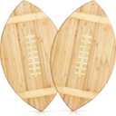 Foaincore 2 Pieces Football Shaped Cutting Board Bamboo Charcuterie Serving Tray Gift Set 15 Inch for Football Lovers Touchdown Themed Party Decoration Favor Supplies