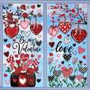 2 x JarThenaAMCS Valentine's Day Window Cling Stickers Red Black Pink Heart Plant Rose Flower Double-Sided Reusable Window Decals for Party Home Office Classroom Decoration, 4 Sheets